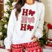 Christmas Letter & Bow Sweatshirt – Embroidered Sequin Top (XS/S/M/L, Beige)_ecoleips.com