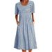 European And American plus Size Women's Long Dress with Button Detail Amazon Print Pocket 2025 New Women's Clothing_ecoleips.com