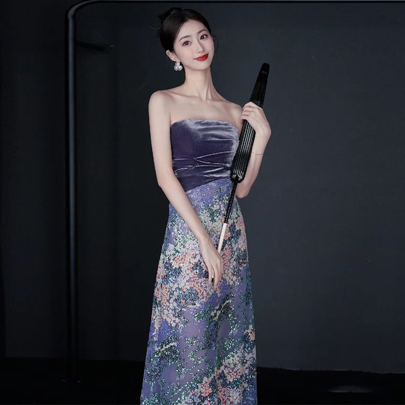 Chinese Style Evening Gown for Women Elegant Sophisticated Morning Robe for Banquets Weddings Engagements Toasting New 2026 Style_ecoleips.com