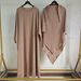 New Dubai Women's Solid Color Batwing Sleeve Loose Robe With Hijab Two-Piece Dress P105_ecoleips.com