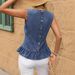 Aria Basics Aria Basics European American Independent Site Women's New Summer Denim With Versatile Lace And Button Design Tank Top_ecoleips.com
