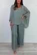 2025 Summer European And American Hot Products Fashionable Loose Chiffon Long Sleeved Tops Wide Leg Pants Casual Suits_ecoleips.com