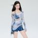 Aria Basics 2025 New Women's Swimwear Three-Piece Set, Fashionable Slimming Bikini Small Busts, Ideal For Beach Vacations And Hot_ecoleips.com
