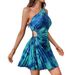 2026 Sprin New European And American Sexy Hot Girl Style Printed Pleated Dress Cross-Border Hot-Sellin Women's_ecoleips.com