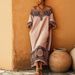 Bohemian Floral Print Maxi Dress For Women, Flowy Vacation Dress With Elegant U-Neck, Lightweight Breathable Tr Beach Dress, Relaxed Fit Midi Dress_ecoleips.com