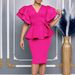 Women's Clothing New Fashion Temperament Elegant Ruffle Solid Color Hip Party Dress_ecoleips.com