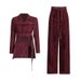K Temperament Two-piece Set With High-end Feel, New Irregular Hem Top, High Waisted Lace Up Pants_ecoleips.com