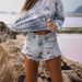 Women's Clothing Distressed Slim Fit Tassel Denim Stretch Comfort Shorts Casual Jeans For Ladies_ecoleips.com