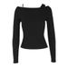 AC428 Cross-Border Foreign Trade Base Shirt With Hollowed-Out Off-Shoulder Design, Slim Fit U-Neck Early Spring_ecoleips.com