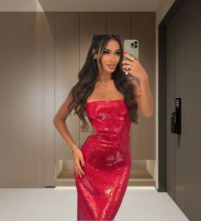 Women's Clothing New Women's Clothing Fashion Sleeveless Sequined Suspender Dress Sequined Dress Ins_ecoleips.com