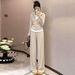 Hooded Sports Suit For Women, Autumn New Loose Slimming Half-Zip Casual Long Sleeve Simple Two-Piece Set_ecoleips.com