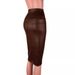 Russian Style Versatile OL Leather High Waist Bodycon Knee-Length Midi Skirt With Slit_ecoleips.com