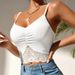 In Stock: 2025 Summer New Women's Clothing Lace Patchwork Ruffled Backless Short Camisole Vest For Women (European And American Style)_ecoleips.com