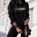 Women's Casual Vacation Hoodie And Trousers Set Gold Letter Print Trendy Comfortable Cotton Polyester Pant Suit_ecoleips.com