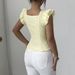 2026 Women's New Fashion Solid Color Jacquard Top Asymmetrical Heart Neckline Double Bubble Sleeves_ecoleips.com