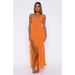 Women's Clothing V Neck Side Slit Ruffles Long Skirt Dress_ecoleips.com