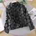 Verve French Court Style 3D Floral Stage Outfit Women's Chiffon Shirt Hollow Lantern Sleeve Fashionable Mesh Blouse For Women_ecoleips.com