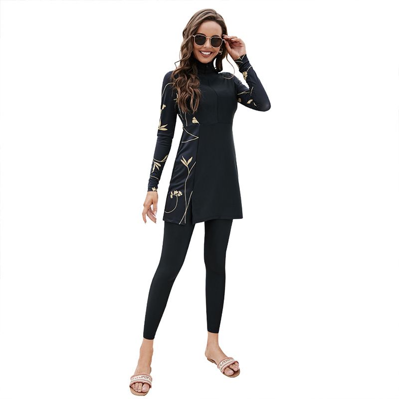 Women's Clothing Summer New Swimsuit Conservative Full Body Swimsuit Two Piece Set Long Sleeved Dress Top Trousers Swimsuit_ecoleips.com