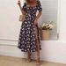 European And American Women's Clothing New Small Fresh Floral Slim Slit European And American Suspender Dress Female_ecoleips.com