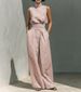 Women's Linen-Blend Sleeveless Top And Wide-Leg Pants Set, Comfortable Summer Lounge Two-Piece Outfit_ecoleips.com