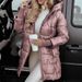 Women's Hooded Mid-Length Coat – Casual Long Sleeve Cotton Jacket With Pockets, Solid Color Outerwear (Black/Champagne/Khaki/Grey/Pink, S-XXXL)_ecoleips.com