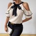 Women's Double Layer Short Sleeve Shirt Bow Tie Collar Pullover Casual Elegant Fashion Spring/Autumn Summer Thin Polyester_ecoleips.com