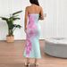 AD176 European And American Fashion Spring-summer New Style Elegant Strapless Backless Slim-fit Waist-cinching Printed_ecoleips.com