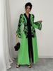 Voya Recommend! Real Time Shooting Of Women's V-neck Flared Sleeve Robe, Women's Long Cardigan, Printed Lace Up Dress, Available In Multiple Colors_ecoleips.com