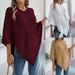 2025 Autumn Winter Casual Solid Color Loose Cable Knit Cape Sweater Coat Independent Cross-Border Women's Fashion_ecoleips.com