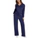 Independent Station Loose V-Neck Sleeve Top With Drawstring Design Elastic Waist Flared Long Pants Two-Piece Set_ecoleips.com