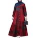 2025 Cross-border Muslim Clothing Middle Eastern Patchwork Robe Plus Size Women's Cotton Sleeve Floral Long Dress_ecoleips.com