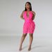 Women's Clothing Wavy sexy deep V halter short hip wrap dress_ecoleips.com