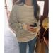 Elegant Striped Sweatshirt Women, Spring And Thin Style, 2023 New Loose Chic Hong Kong Style Early Autumn Top For Women_ecoleips.com