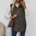 Women's Clothing Detail Button Stylish Corduroy Vest With Flap Detail Buttons - Casual Commuter Layering Piece For All Seasons (Olive Green, S/M/L/XL)_ecoleips.com
