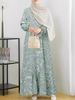 Muslim Women's Clothing Middle Eastern Fashion Robe Spring And Autumn Long Sleeve Geometric Print Ruffle Dress_ecoleips.com