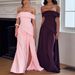 Women's Clothing Elegant Solid Color Slit Dress High End Strapless Fitted Gown With Paneling Style Women's For Formal & Casual For Women_ecoleips.com