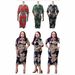 African Fashion Plus-size Women's Leopard Print Dress, Slim-fit Bodycon Stacked Sleeves, Mid-length Dress With Belt_ecoleips.com