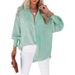 Verve Striped Long Sleeve Loose Casual Women's New Pocket Shirt Top_ecoleips.com