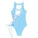 Women's Sexy Scoop Neck One-Piece Swimsuit Solid Color Triangle Tie Beach Bathing Suit Women's Clothing_ecoleips.com