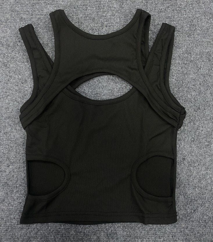Summer Sexy Slim Fit Women's Top Vest European American Style Crossover Camisole Sports Casual Faux Two Piece Hollowed out_ecoleips.com