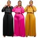 Women's Clothing Autumn And Winter Style Casual Shirt Top Wide Leg Pants Fold Two Piece Suit_ecoleips.com