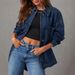 Women's Oversized Boyfriend Denim Jacket Button Down Long Sleeve Two Piece Casual Outerwear_ecoleips.com