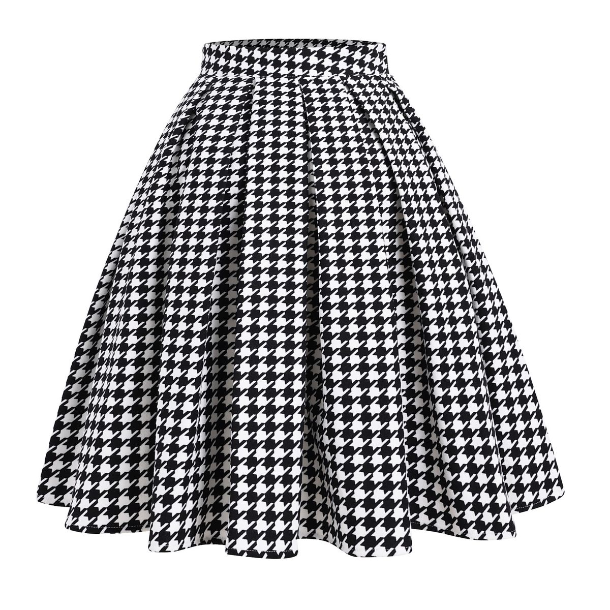 Women's Clothing Swan Print High Waist A-Line Pleated Midi Skirt For Women Cotton_ecoleips.com