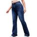 Women's Clothing Summer High Waist Washed Old Button Slim Fit Fashion Flared Temperament Elastic Plus Size Jeans_ecoleips.com