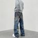 Women's Clothing 3D Printed Straight Loose Ink Splashed Print High Distressed Jeans_ecoleips.com