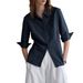 Women's Pure Linen Short Sleeved Collared Shirt Spring Summer Linen Top Office Appropriate Fitted Waist Commuting Style_ecoleips.com