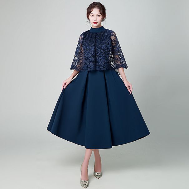 Verve Evening For Women 2025 New Navy Blue Casual Wear Long Elegant Party Dress_ecoleips.com