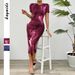 Elegant Short Sleeve Qipao Bodycon Dress – Women’s Slim Fit Cheongsam (Breathable & Stretchy) – Fall/Winter Fashion_ecoleips.com