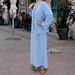 Modest Evening Dress Middle Eastern Abaya V Neck Open Front Long Sleeved Loose Fitting Muslim Dress Elegant An Outstanding Tie Waist Long Dress_ecoleips.com