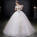 Fairycore Off-Shoulder Wedding Dress Ethereal Princess Ball Gown With Floral Lace & Tulle Skirt (Breathable Polyester Silhouette,For Garden Weddings)_ecoleips.com